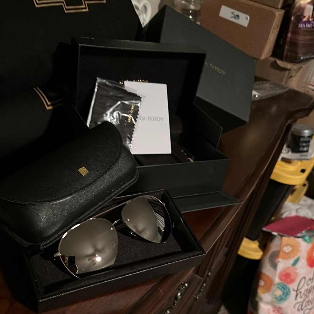 Linda Farrow Silver Modern Sunglasses